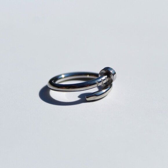 Titanium Steel Silver Plated Nail Ring Minimal Gift - Picture 2 of 9